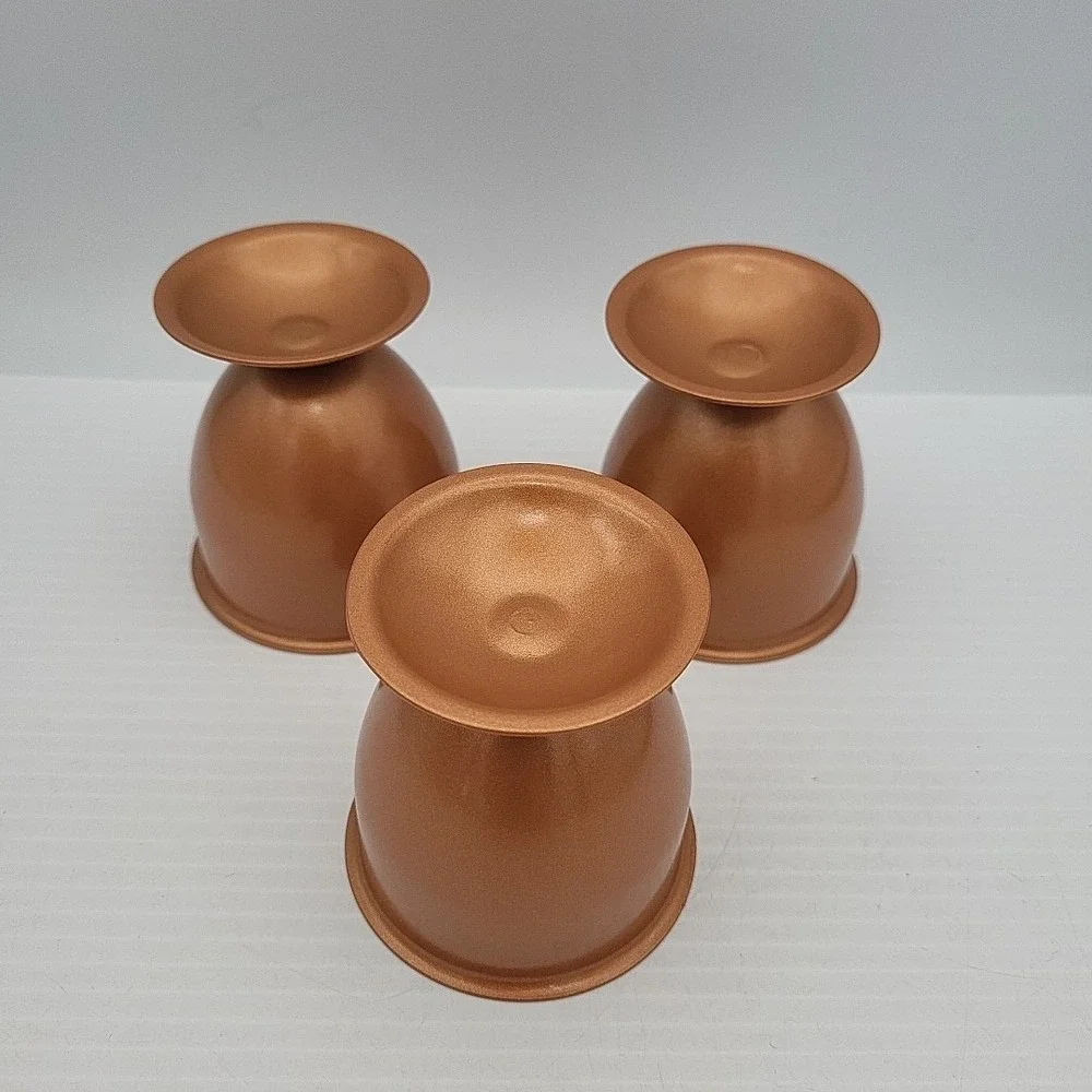 Vintage Metallic Copper Colored Pedestal‎ Non-Food Set of 3 Cups